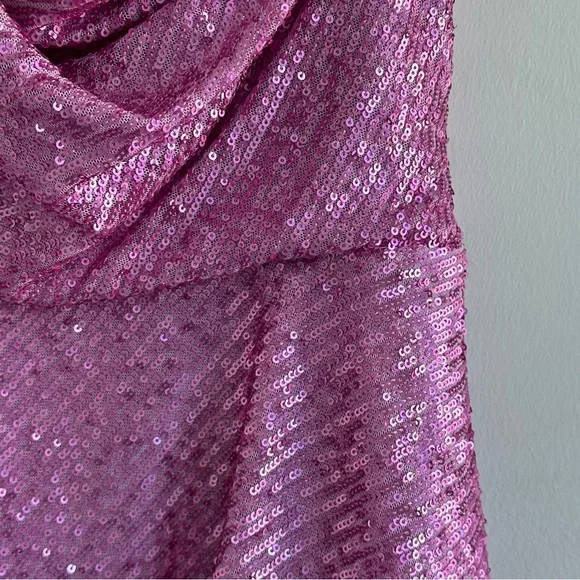 For Love & Lemons Sequin Candice Mini Dress in Pink/Purple with Velvet Bows - Picture 5 of 7